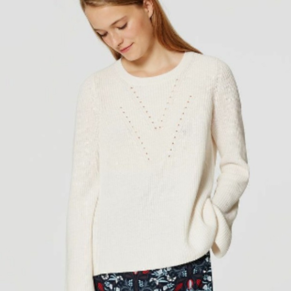 Ann Taylor Loft Ribbed Bell Sleeve Sweater